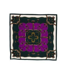 NWT Veronica Beard Print Scarf Womens Green Purple Cream 100% Silk Square NEW
